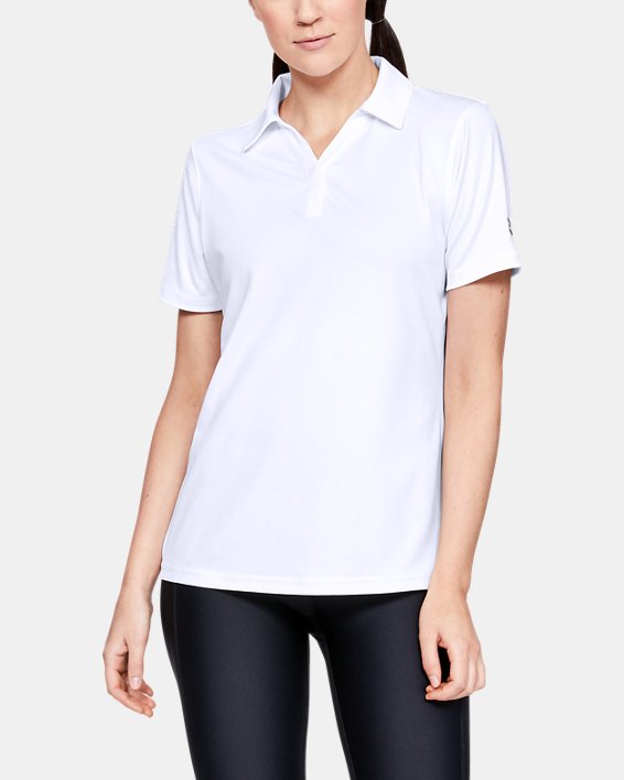 女士UA Performance Polo衫 in White image number 0